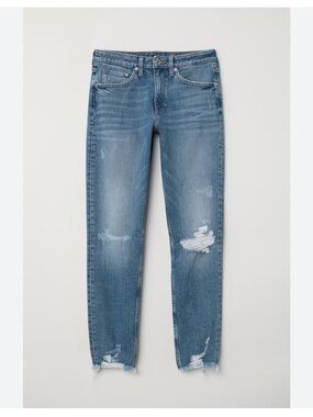 H&M Relaxed Distressed Straight-Leg Denim Jeans 26”